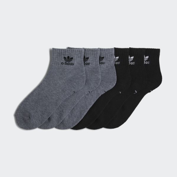 Adidas Grey Quarter Socks 6 Pairs