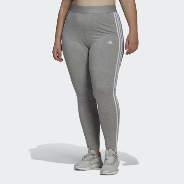 Adidas Essentials 3-Stripes Leggings (Plus Size) Medium Grey