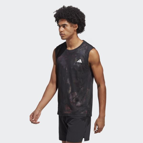 Adidas Black Melbourne Tennis Sleeveless T-Shirt