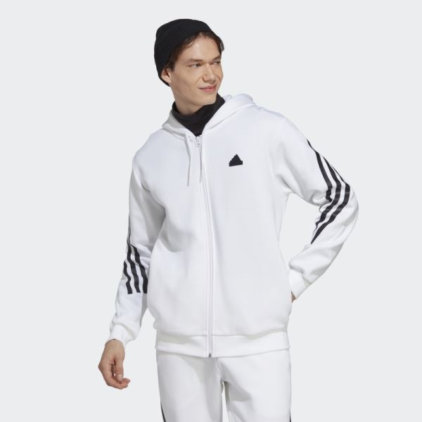 Hot Adidas White Future Icons 3-Stripes Full-Zip Hoodie