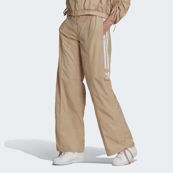 Beige 3-Stripes High-Rise Ruched Pants Adidas