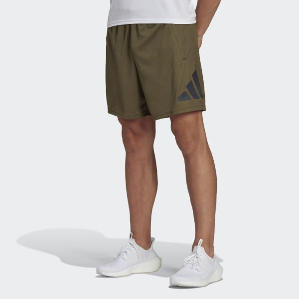 Olive Adidas Train Essentials Logo Training Shorts
