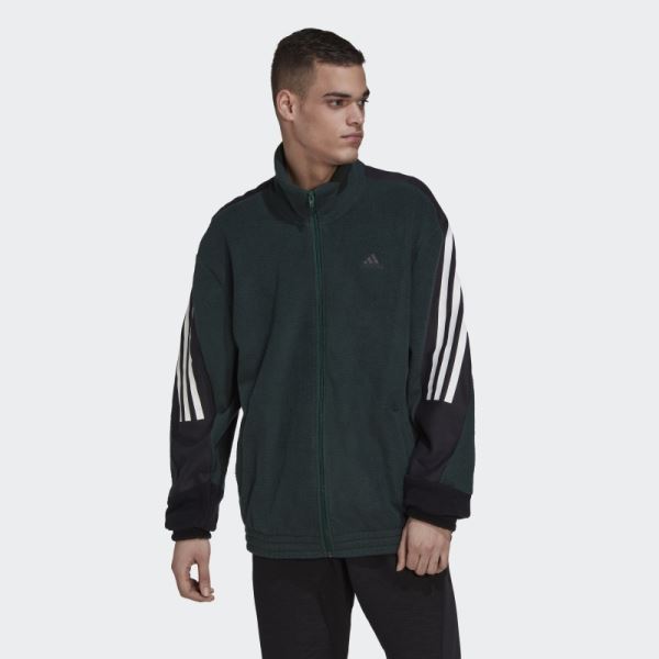 Green Adidas Future Icons 3-Stripes Polar Fleece Track Top