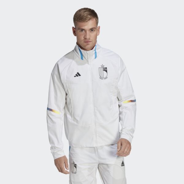 White Adidas Belgium Game Day Anthem Jacket
